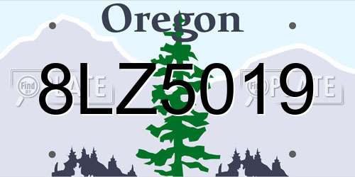 8LZ5019 Oregon License Plate