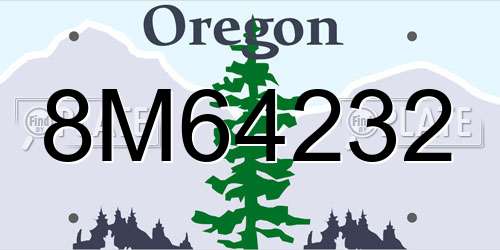 8M64232 Oregon License Plate