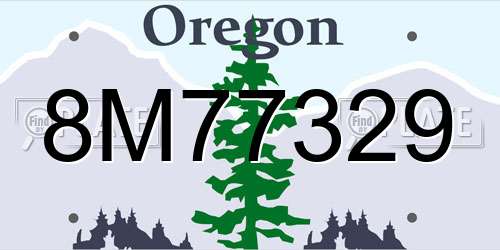 8M77329 Oregon License Plate