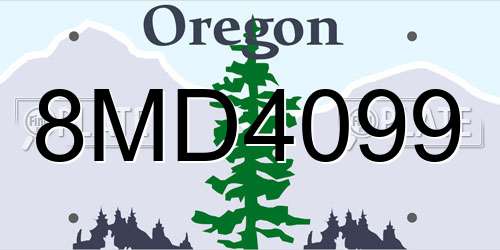 8MD4099 Oregon License Plate
