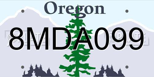 8MDA099 Oregon License Plate
