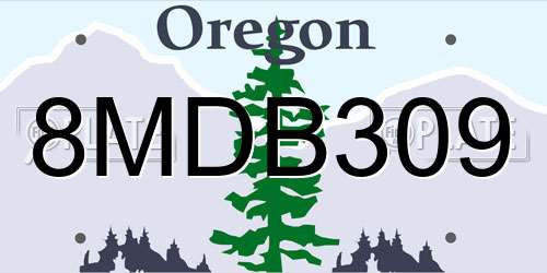 8MDB309 Oregon License Plate