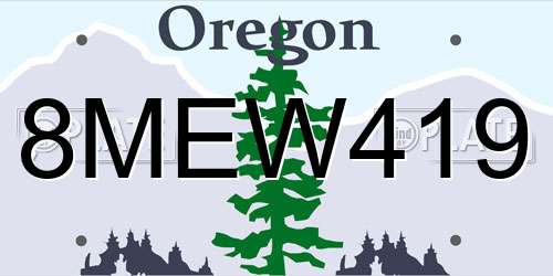 8MEW419 Oregon License Plate