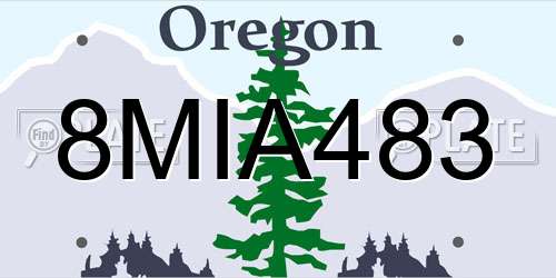 8MIA483 Oregon License Plate