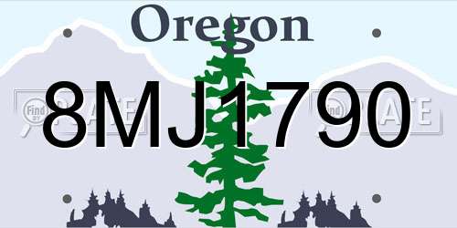 8MJ1790 Oregon License Plate