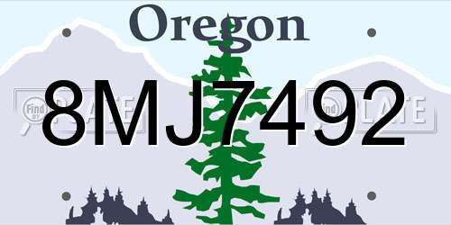 8MJ7492 Oregon License Plate