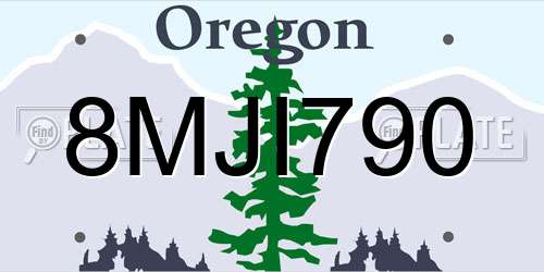 8MJI790 Oregon License Plate