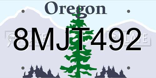 8MJT492 Oregon License Plate