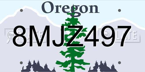 8MJZ497 Oregon License Plate