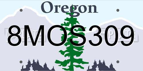 8MOS309 Oregon License Plate