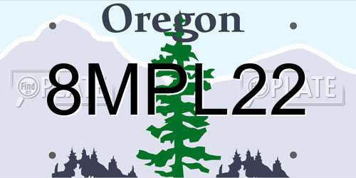 8MPL22 Oregon License Plate