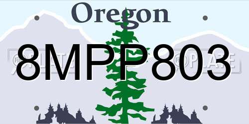 8MPP803 Oregon License Plate