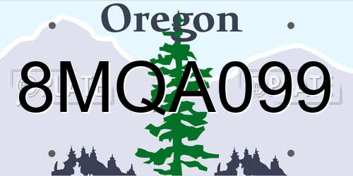 8MQA099 Oregon License Plate
