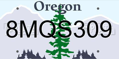 8MQS309 Oregon License Plate