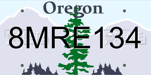 8MRE134 Oregon License Plate