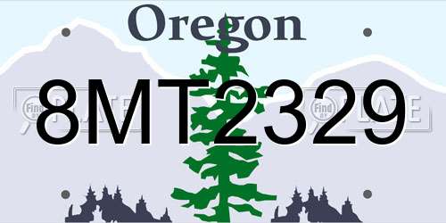 8MT2329 Oregon License Plate