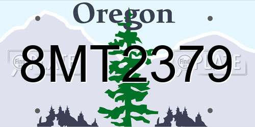 8MT2379 Oregon License Plate