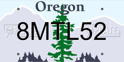 8MTL52 Oregon License Plate