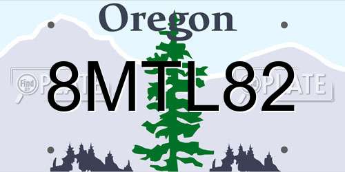 8MTL82 Oregon License Plate