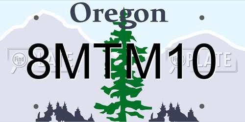 8MTM10 Oregon License Plate