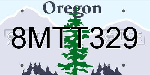 8MTT329 Oregon License Plate