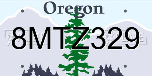 8MTZ329 Oregon License Plate