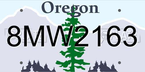 8MW2163 Oregon License Plate