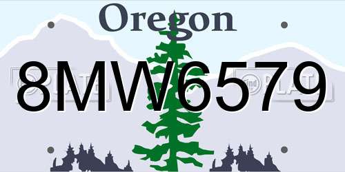 8MW6579 Oregon License Plate