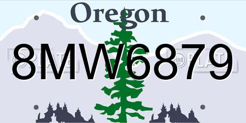 8MW6879 Oregon License Plate