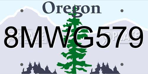 8MWG579 Oregon License Plate