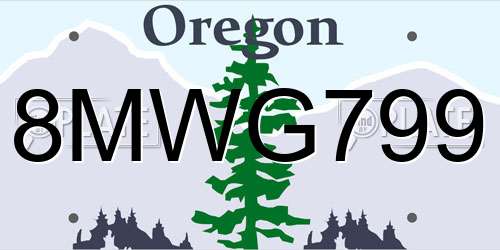 8MWG799 Oregon License Plate