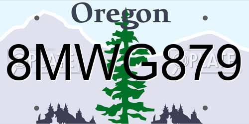8MWG879 Oregon License Plate