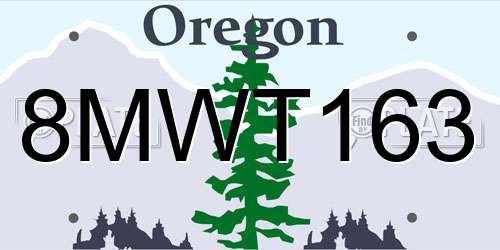8MWT163 Oregon License Plate