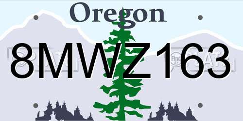 8MWZ163 Oregon License Plate