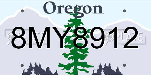 8MY8912 Oregon License Plate