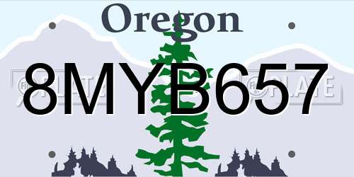 8MYB657 Oregon License Plate
