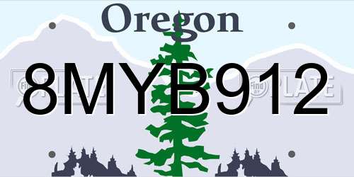 8MYB912 Oregon License Plate
