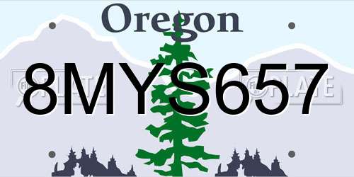 8MYS657 Oregon License Plate