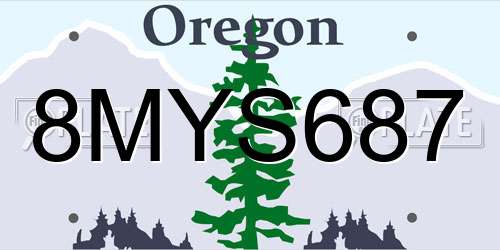 8MYS687 Oregon License Plate