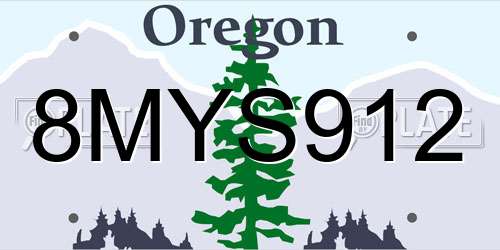 8MYS912 Oregon License Plate