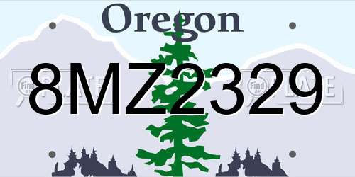 8MZ2329 Oregon License Plate