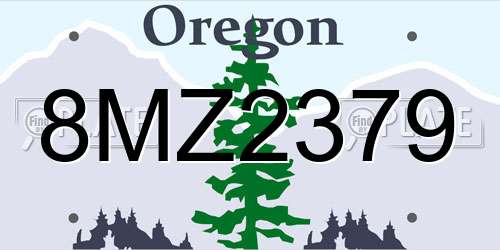 8MZ2379 Oregon License Plate