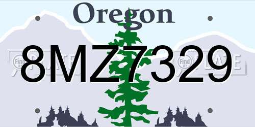 8MZ7329 Oregon License Plate