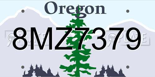8MZ7379 Oregon License Plate