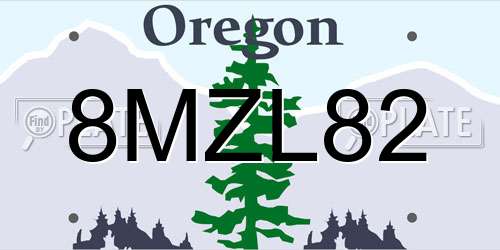 8MZL82 Oregon License Plate
