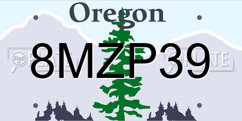 8MZP39 Oregon License Plate