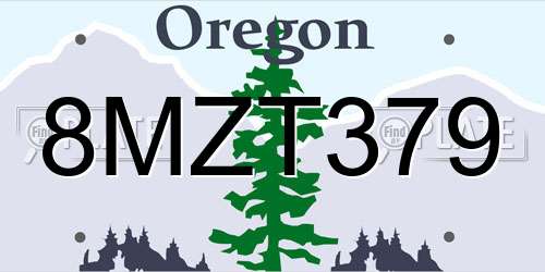 8MZT379 Oregon License Plate