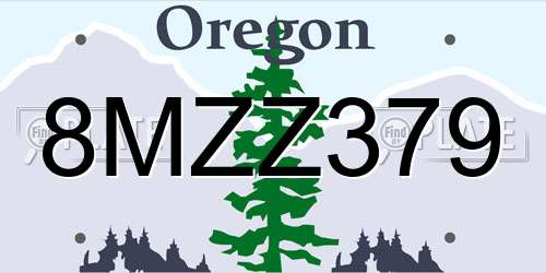 8MZZ379 Oregon License Plate