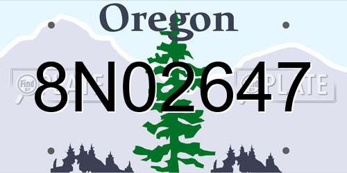 8N02647 Oregon License Plate