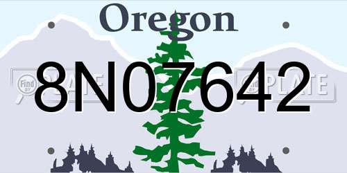 8N07642 Oregon License Plate